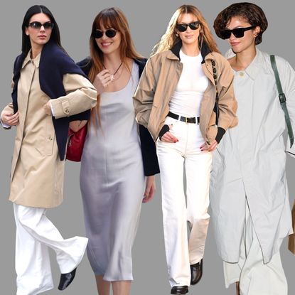 collage of kendall jenner, dakota johnson, bella hadid, and zendaya 