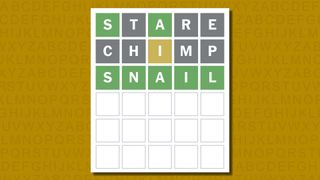 Wordle answer 843 on a yellow background