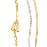 Gold-Plated Bubble Monogram Bracelets, Set of 2: was £48now £38 | Anthropologie (save £24)