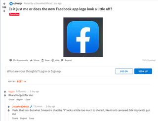 Screenshot of reddit Facebook question page