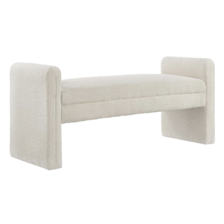 white boucle bench