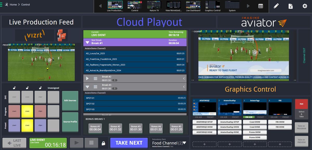 UI of Imagine and Vizrt integration of public cloud solutions