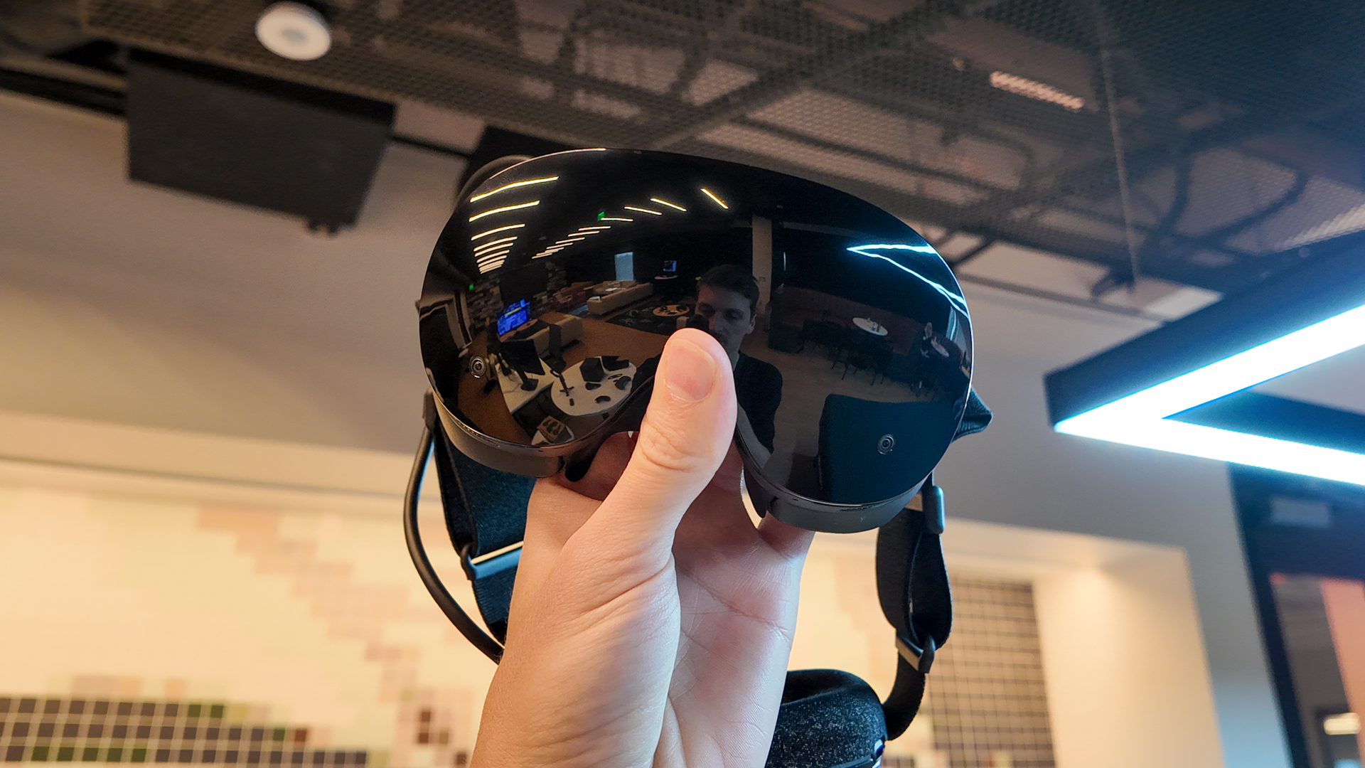 Hands-on with Valve's new VR headset, the Steam Frame, during an interview at Valve HQ in Bellevue, Washington.