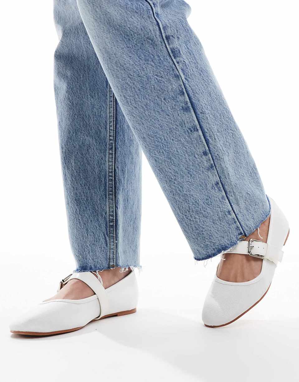 Asos Design Lou Mary Jane Ballets in White