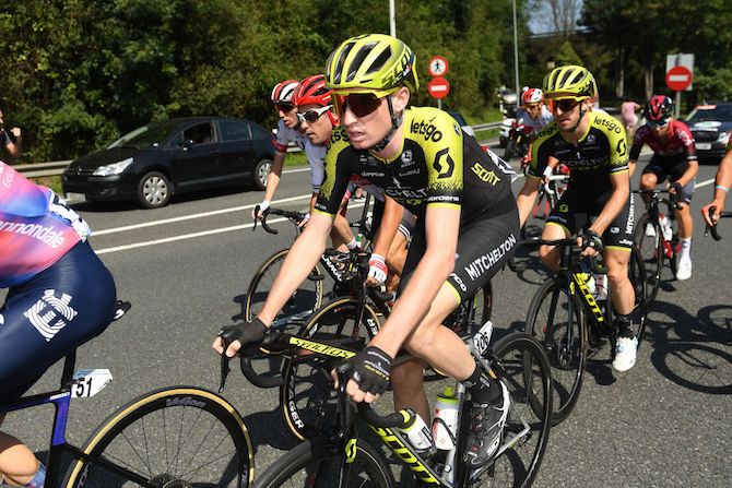 Lucas Hamilton leads Mitchelton-Scott teammate Adam Yates at the 2019 Clasica San Sebastian