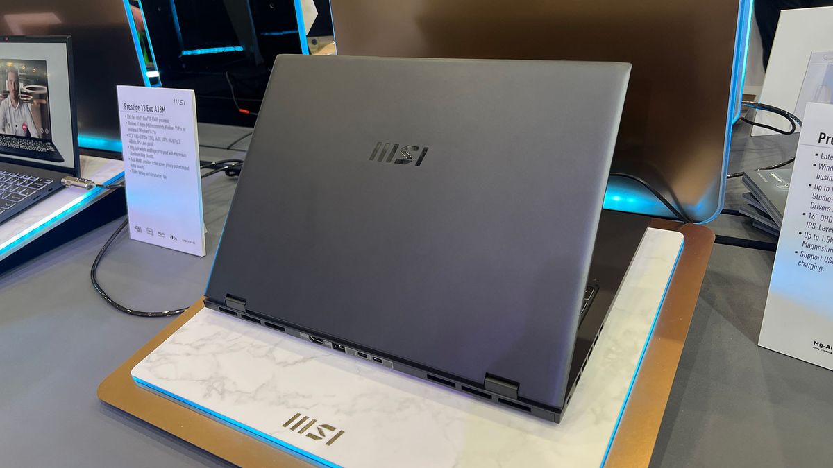 An MSI Prestige laptop at Computex 2023