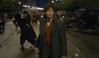Fantastic Beasts: The Crimes Of Grindelwald Newt stunned in the middle of the street, wand drawn