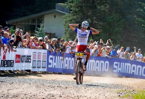 Jaroslav Kulhavy (Specialized Racing) celebrates his victory in Windham.