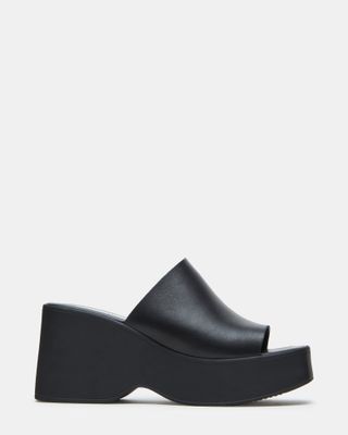 Sashay Black Leather Platform Sandal | Women's Sandals – Steve Madden