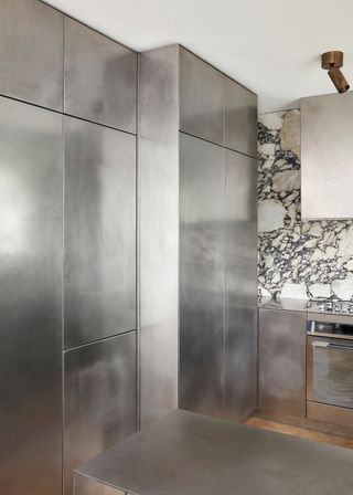 cabinetry in a stainless steel kitchen