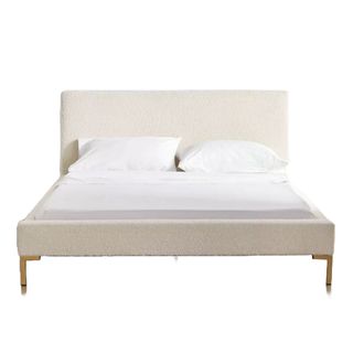 White faux sheepskin bed frame