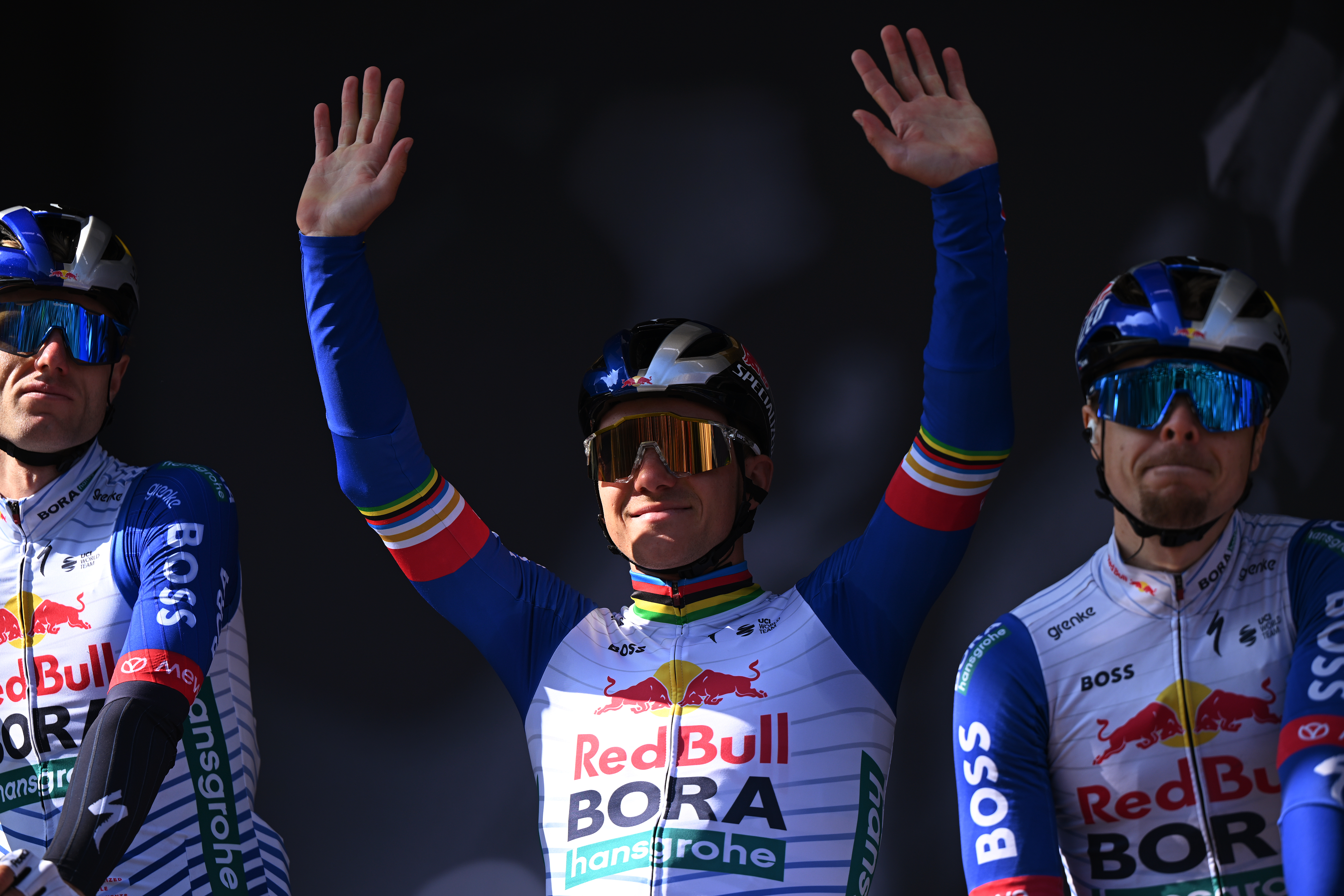 LIEGE, BELGIUM - APRIL 26: Remco Evenepoel of Belgium and Team Red Bull - BORA - hansgrohe prior to the 112th Liege - Bastogne - Liege 2026 - Men&amp;apos;s Elite a 259.5km one day race from Liege to Liege / #UCIWT / on April 26, 2026 in Liege, Belgium. (Photo by Dario Belingheri/Getty Images)