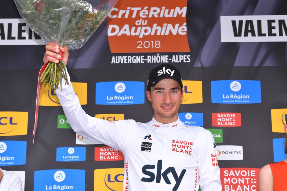 Gianni Moscon leads the white jersey competition