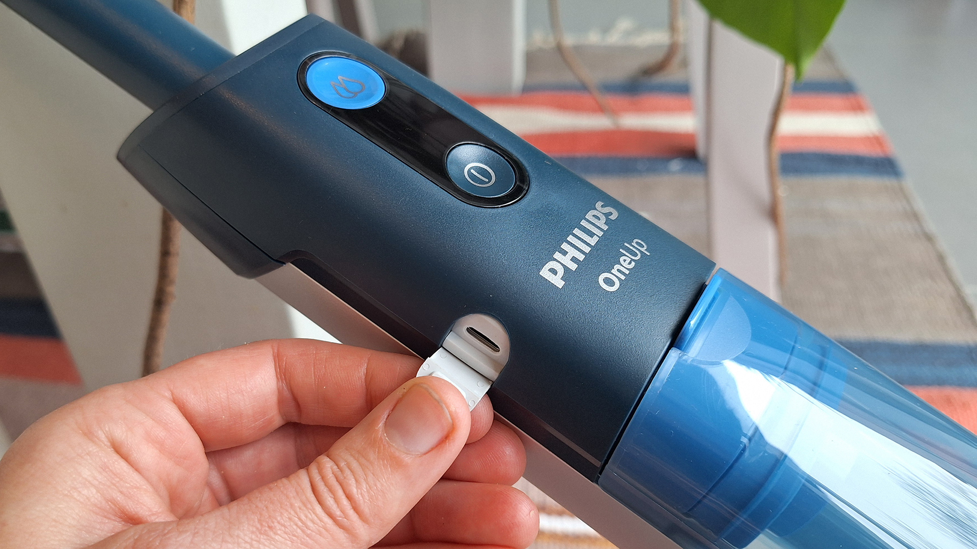 Philips OneUp 5000 electric mop in reviewer's kitchen