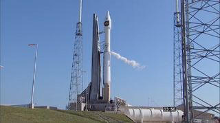 A United Launch Alliance Atlas 5 rocket stands ready to launch from Florida's Cape Canaveral Air Force Station on May 22, 2014 on a mission to orbit the classified NROL-33 satellite for the U.S. National Reconnaissance Office.