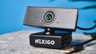 A black NexiGo N60 wired webcam