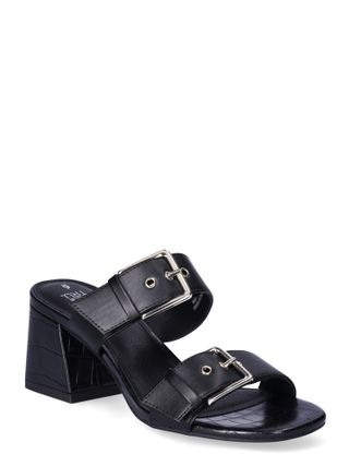 Time and Tru Women's Two Band Buckle Block Heel Sandals, Sizes 6-11