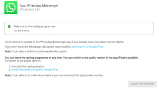 Programma beta di WhatsApp