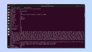 screenshot showing how to find CPU information in linux - full info from cpuinfo