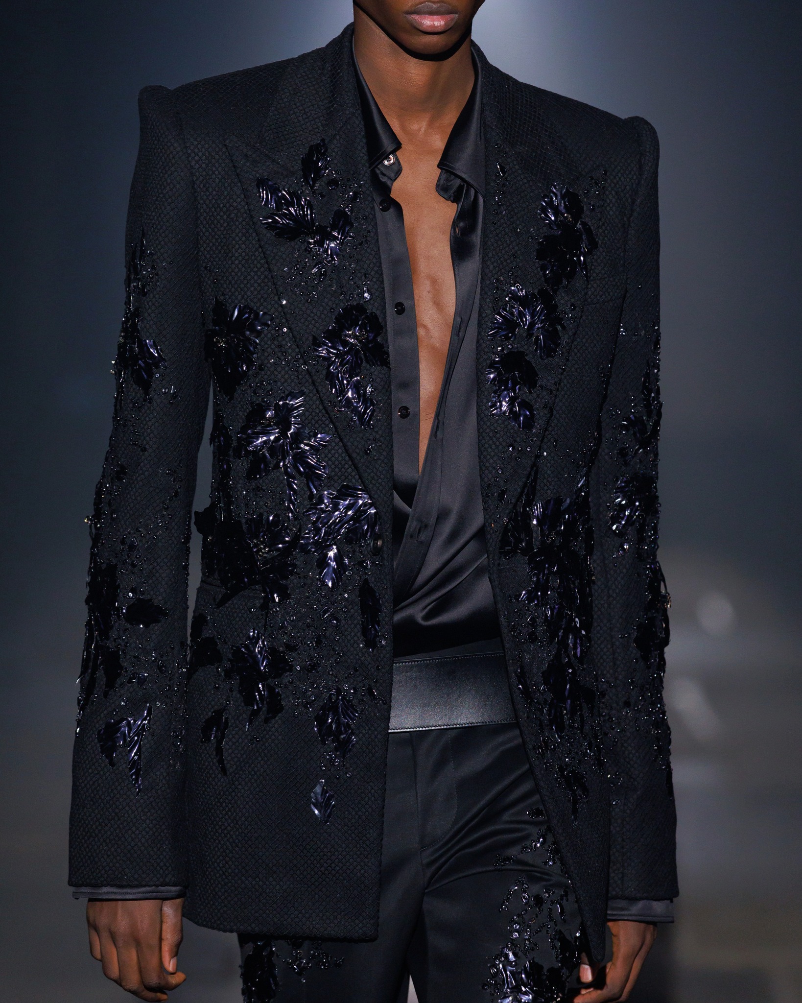 Photo of model walking in the Alexander McQueen Spring Summer 2027 show.