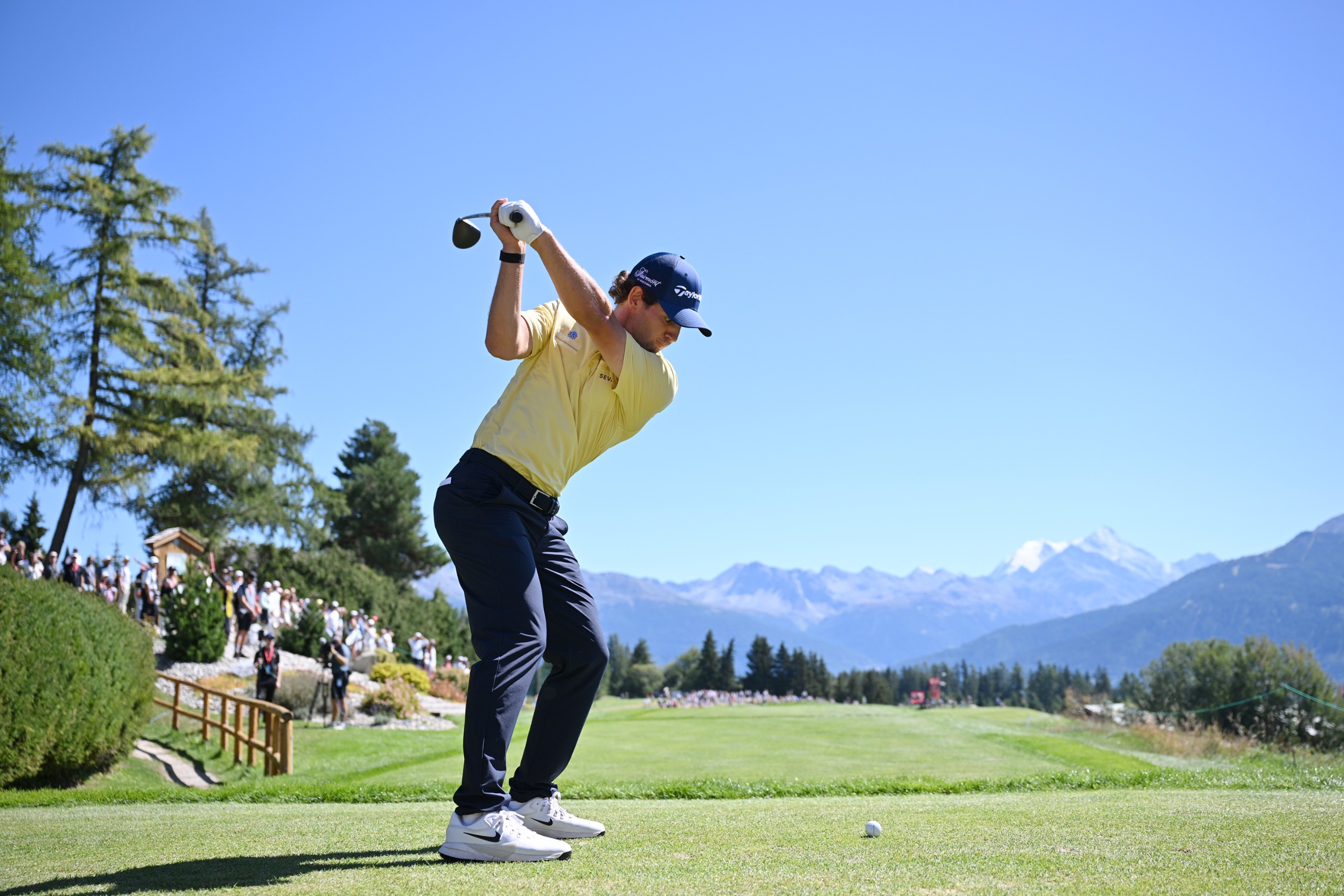 Angel Ayora hitting a tee shot at the European Masters