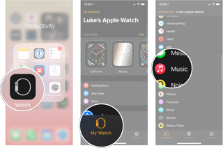 Music Settings In Watch App on iPhone: Launch the Watch app from the Home Screen on your iPhone, tap the my watch tab, and then tap music.