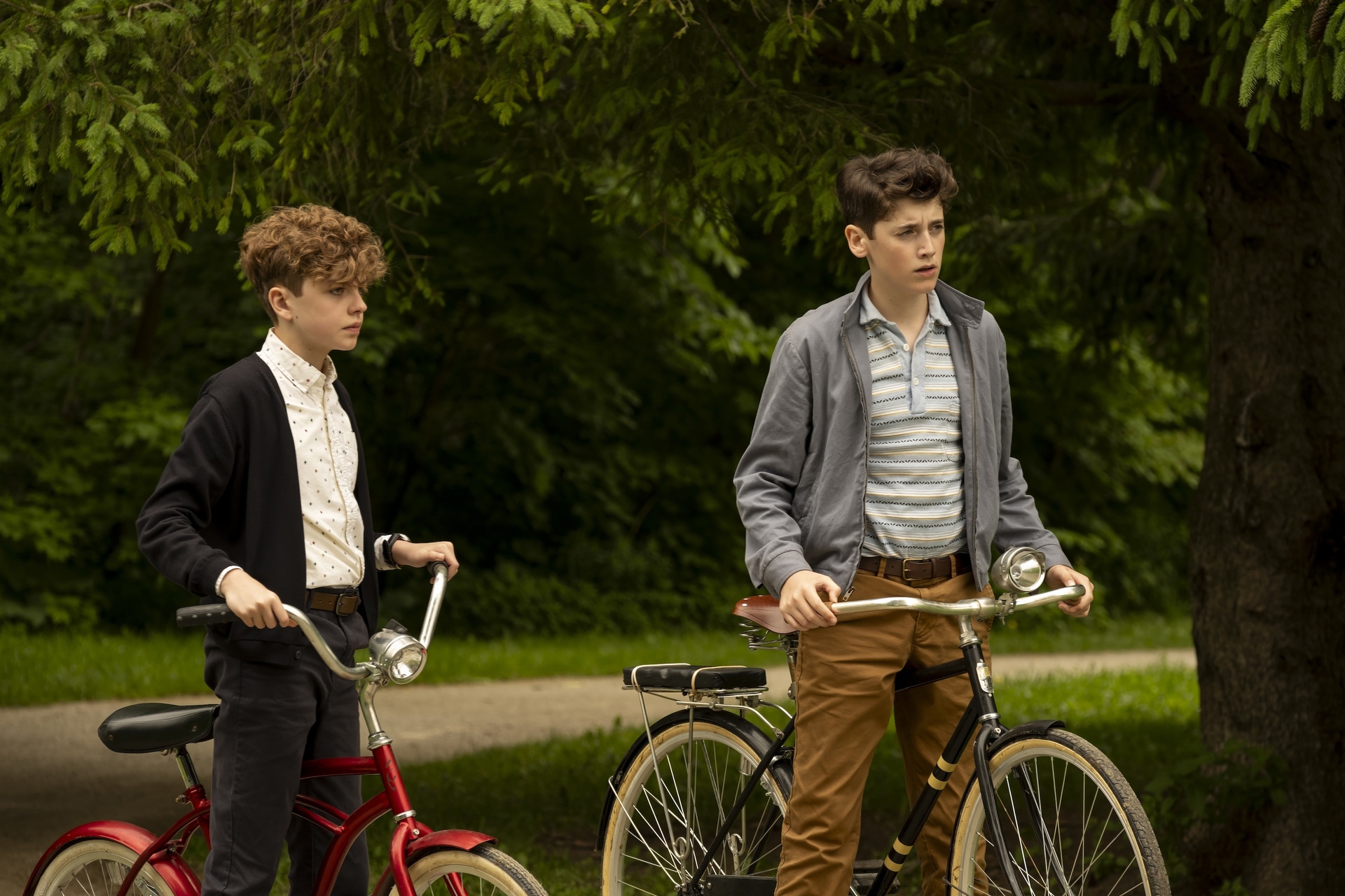 Mikkal Karim-Fidler and Jack Molloy Legault in &#039;It: Welcome to Derry.&#039;