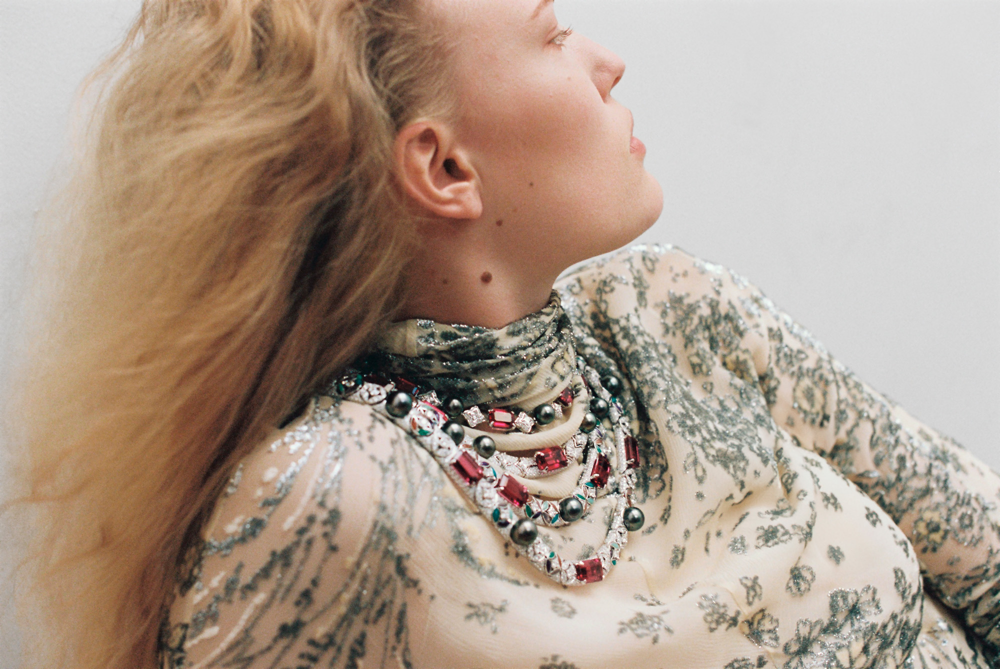 woman wearing diamond jewellery