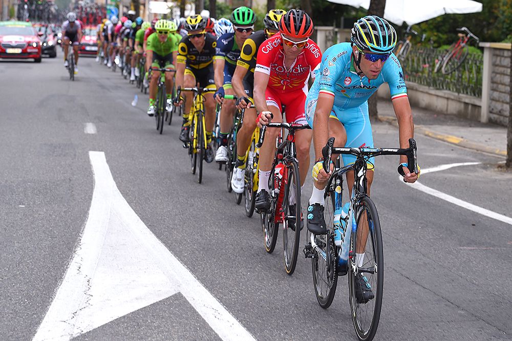 Vincenzo Nibali (Astana) leads the group