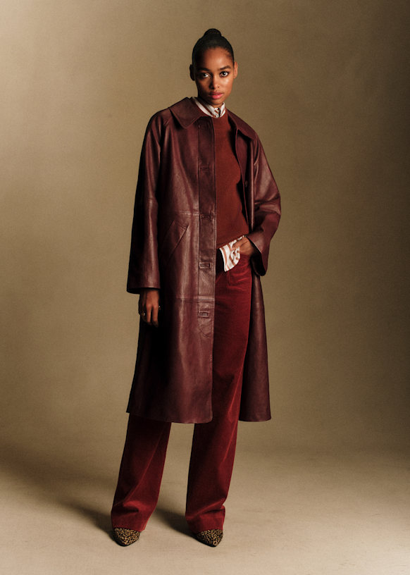 Clyde Coat - Burgundy - Lamb Leather - S&amp;eacute;zane