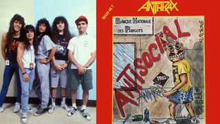 Anthrax in 1989 plus the 12" sleeve for the International release of the Antisocial single