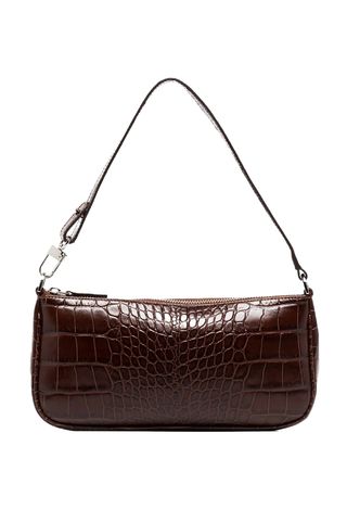 Crocodile-Embossed Shoulder Bag