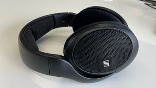 Sennheiser headphones on white desktop