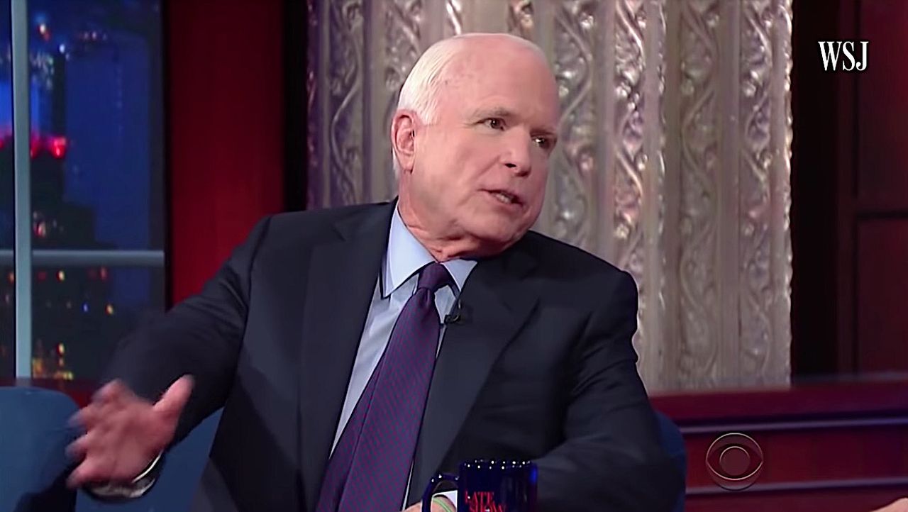 Sen. John McCain talks to Late Show