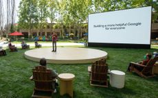 Sundar Pichai on stage at Google I/O 2021