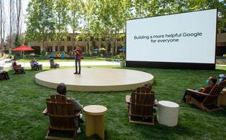 Sundar Pichai on stage at Google I/O 2021