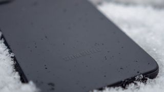 Samsung Galaxy S21 FE matte plastic back up close