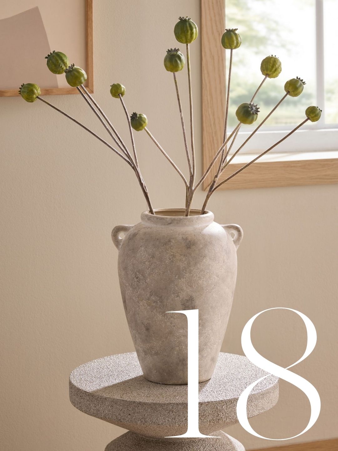 Next Urn Vase on table with poppy flowers