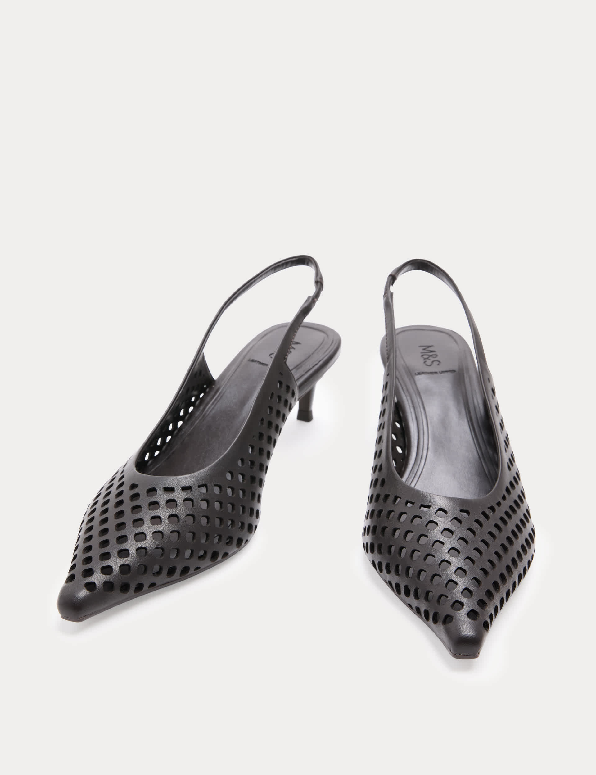 Leather Laser Cut Slingback Sandals