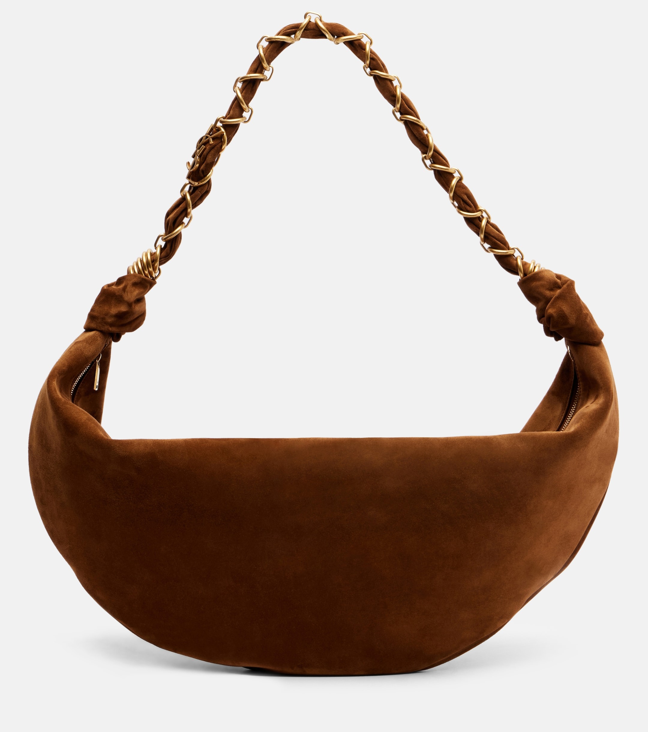 Saint Laurent, Amalia Suede Shoulder Bag in Caramel Cognac