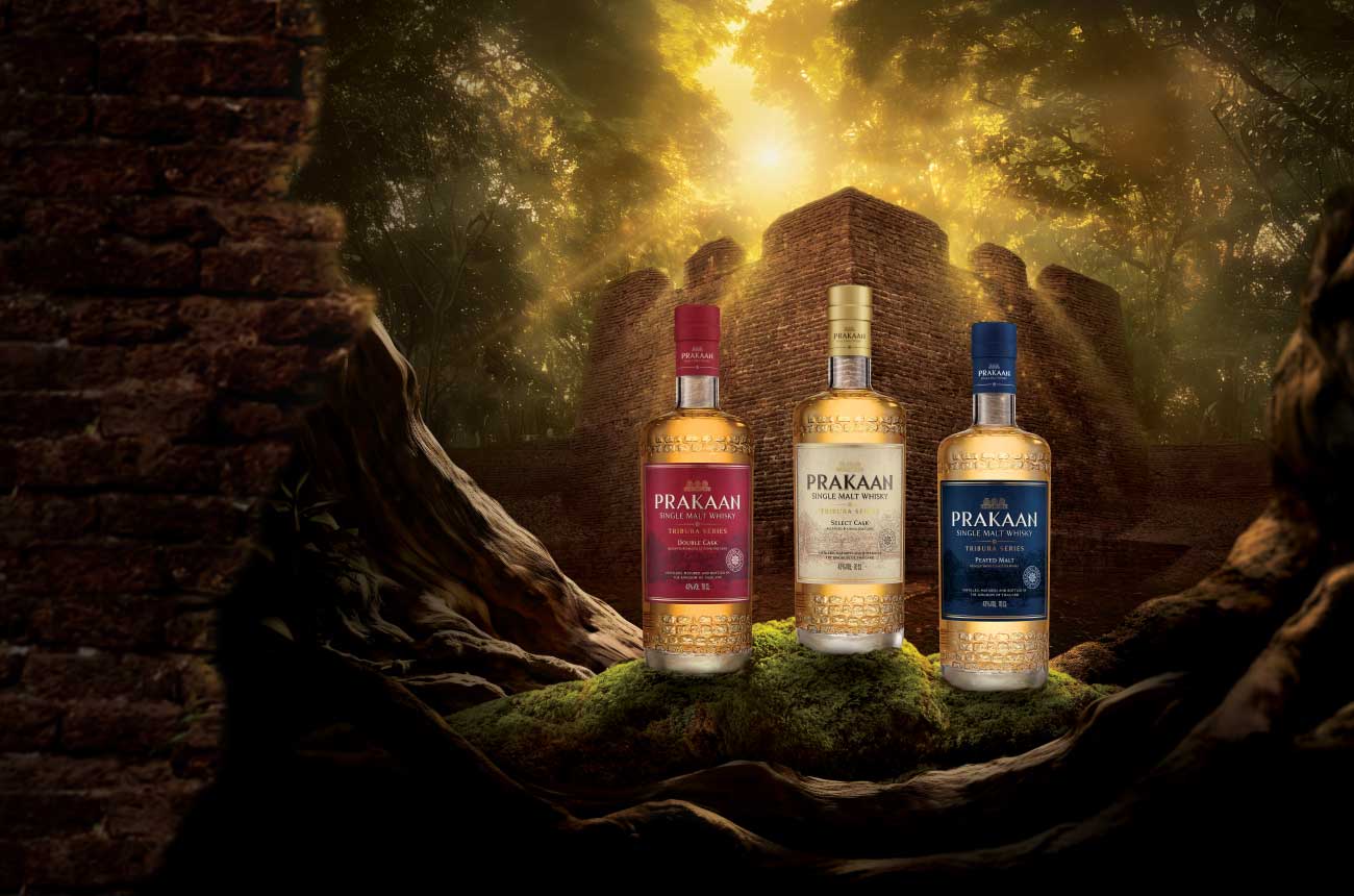 Three bottles of Prakaan whisky