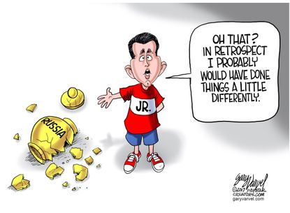 Political cartoon U.S. Trump Jr. Russian collusion