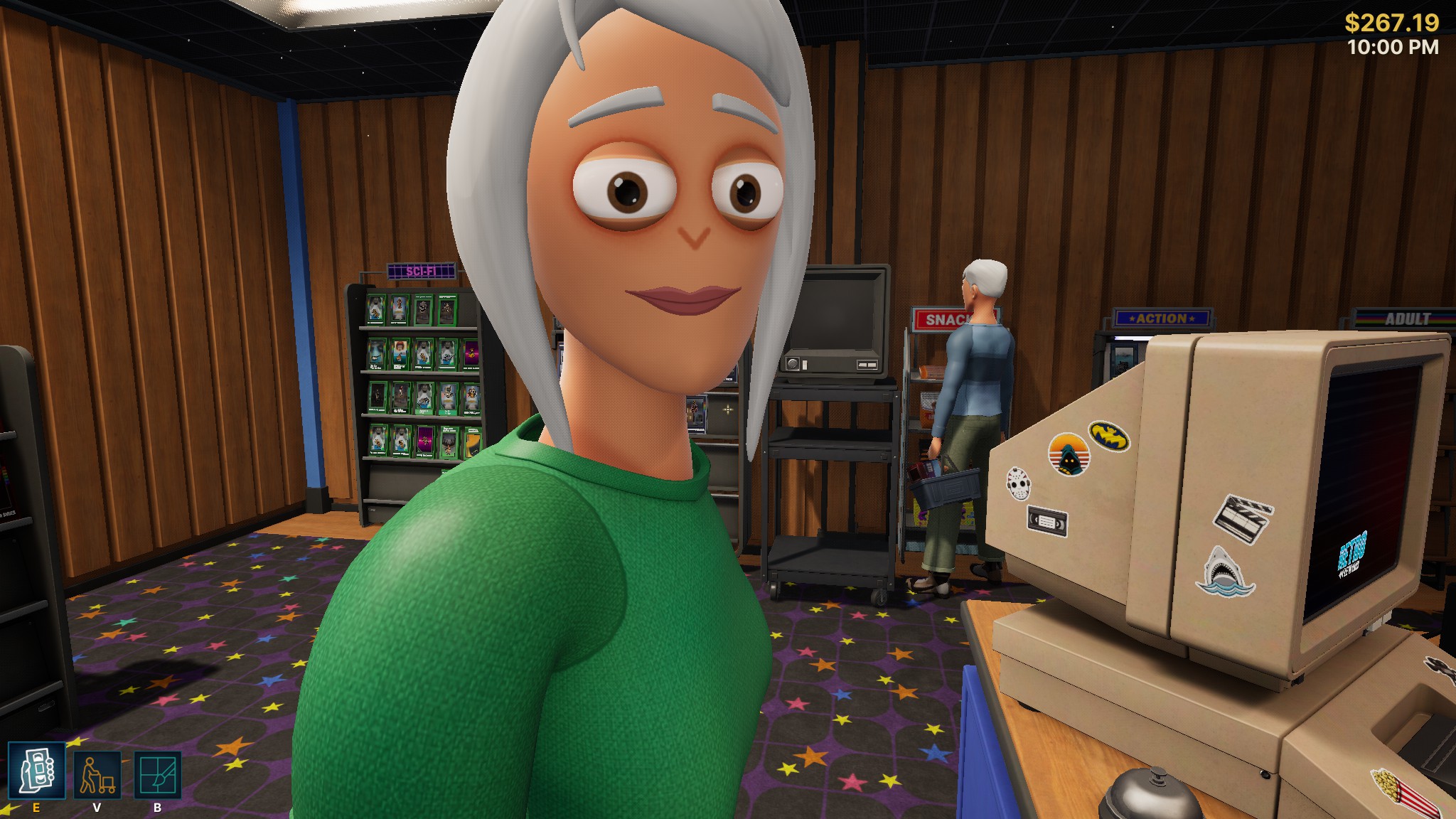 A customer in a video rental shop