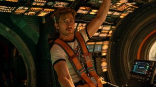 Ryan Gosling in the cockpit of a ship in Project Hail Mary