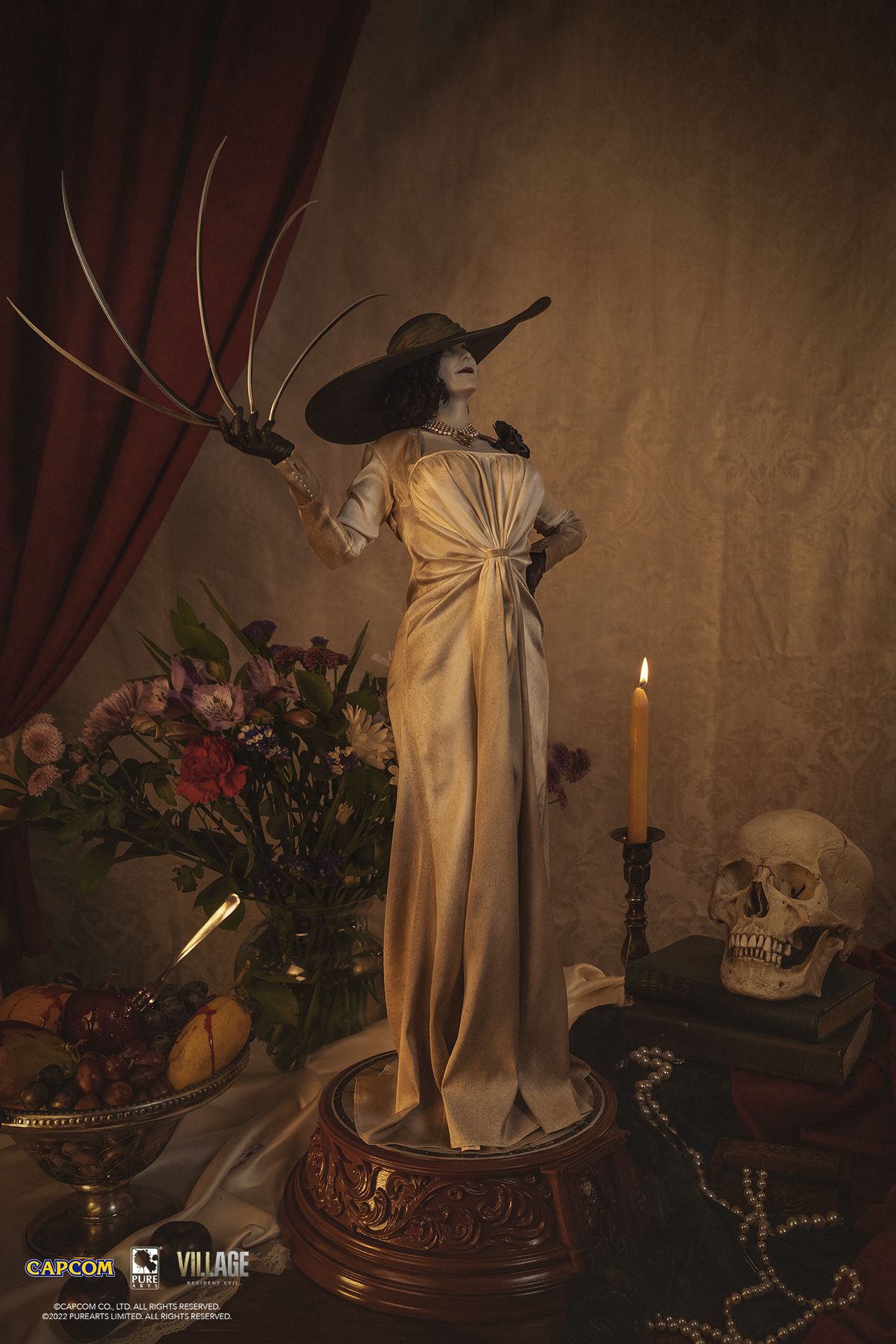 lady d side profile with candle and skull in background