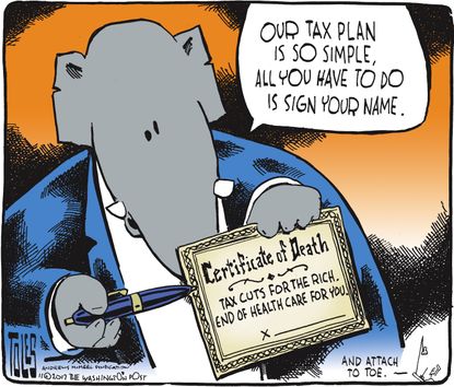 Political cartoon U.S. GOP health are tax cuts wealthy