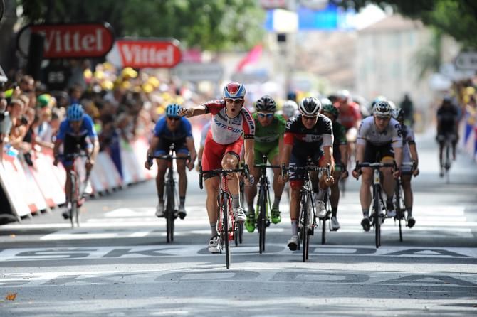 Alexander Kristoff (Katusha) picks up his second win of the Tour de France in N&icirc;mes