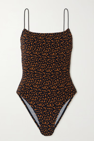 Swim Trends 2024 | TOTEME Shirred Printed Stretch Recycled Swimsuit