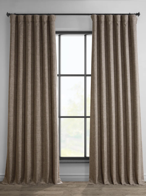  Ottis Textured Faux Linen Rod Pocket Room Darkening Curtains