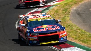 Red Bull car taking a corner in the Bathurst 1000 supercar race in Australia